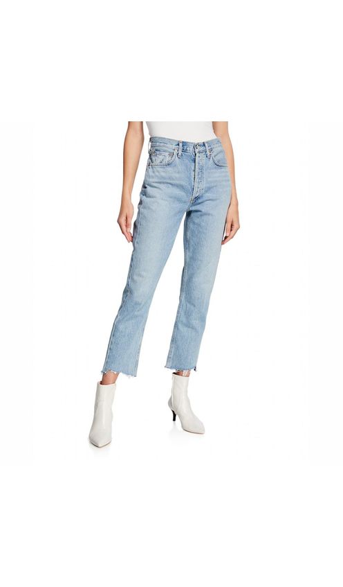 AGOLDE Women's Riley High Rise Straight Ankle Jeans